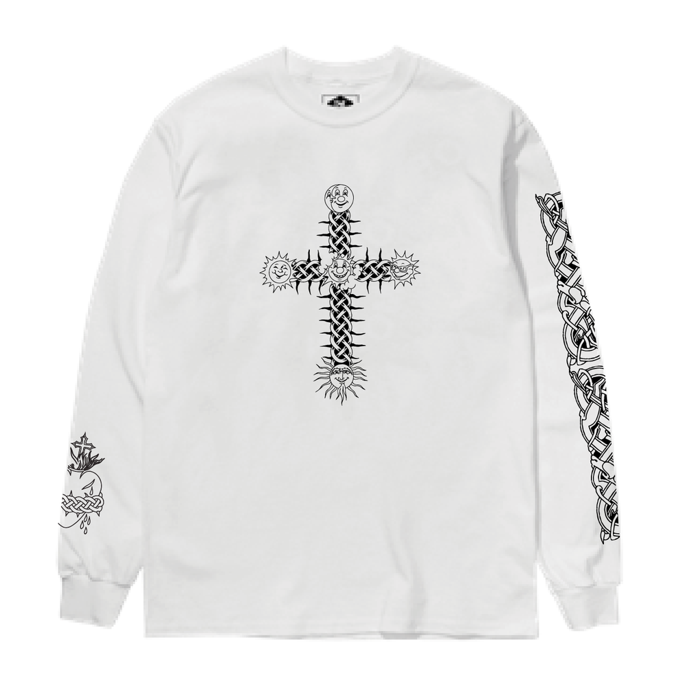 Thom Hinton Celtic Cross  Longsleeve Tee - White